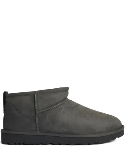 Ugg Classic Ultra Mini Grey Suede Boots In Green