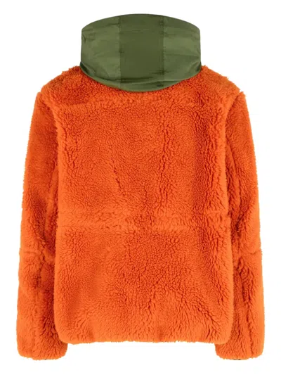 Sacai Wool-blend And Canvas Jacket In Orange