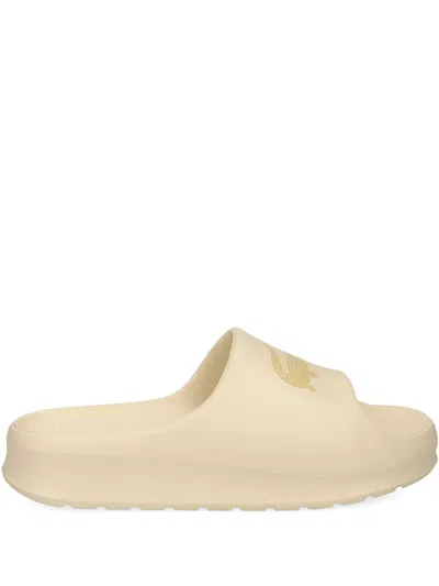 Lacoste Crocodile-logo Platform Slides In Neutral