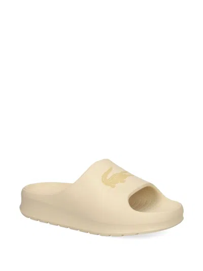 Lacoste Crocodile-logo Platform Slides In Neutral