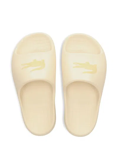 Lacoste Crocodile-logo Platform Slides In Neutral