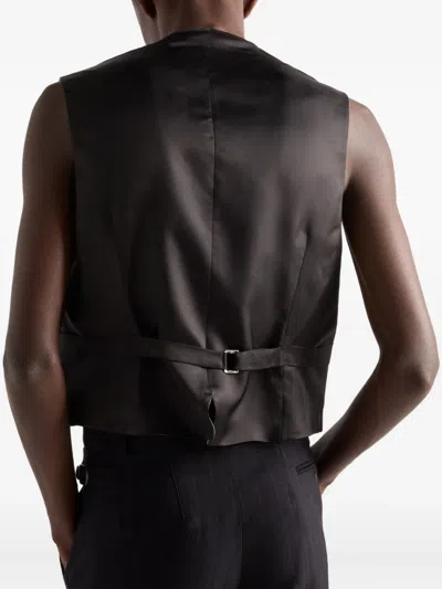 Prada Pinstripe Five-button Vest In Black