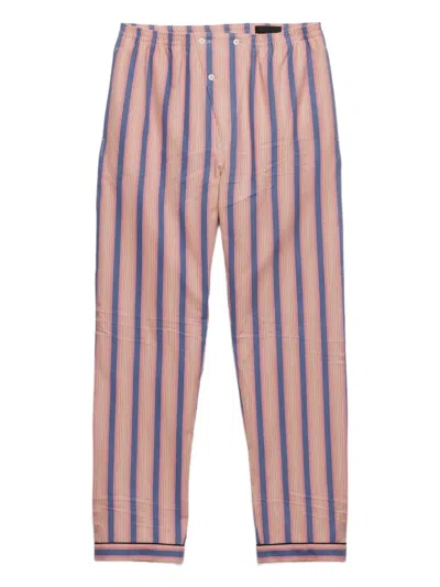 Prada Striped Cotton Pants In Pink