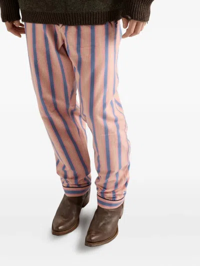 Prada Striped Cotton Pants In Pink