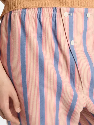 Prada Striped Cotton Pants In Pink
