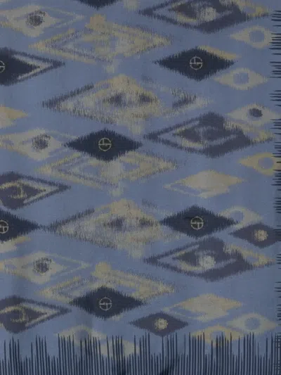 Giorgio Armani Ikat-pattern Silk Scarf In Blue