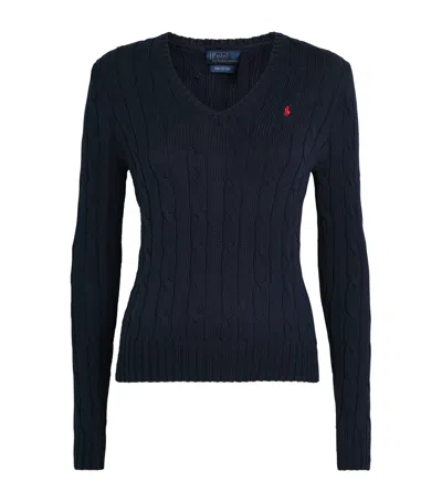 Polo Ralph Lauren Kimberly Polo Pony Cable-knit Jumper In Blue