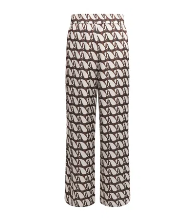 Aeron Malik Printed Wide-leg Trousers In Brown