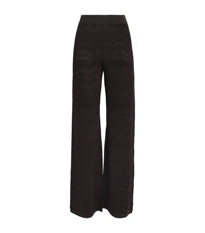 Missoni Chevron Pattern Flared Trousers With Elastic Waistband In Brown