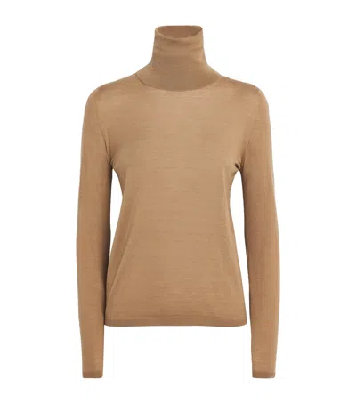 Max Mara Saluto Virgin Wool Turtleneck Sweater In Neutral