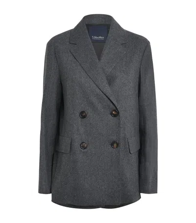 Max Mara Double-breasted Charcoal Grey Wool Blend Jacket In Gray