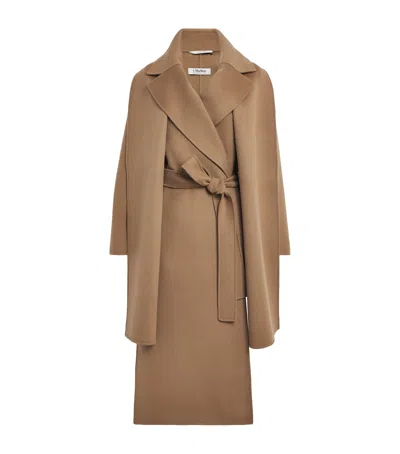 Max Mara Virgin Wool Silk-lined Overcoat In Brown