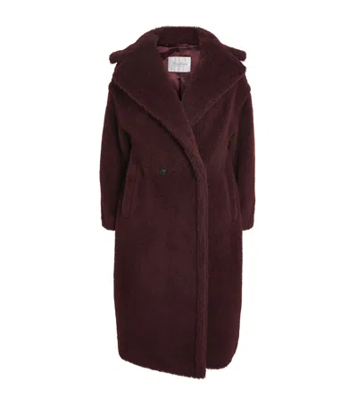 Max Mara Bordeaux Teddy Bear Icon Coat In Alpaca And Wool In Burgundy
