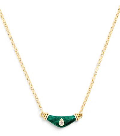 L'atelier Nawbar Yellow Gold, Diamond And Malachite Karma N*93 Necklace In Gold