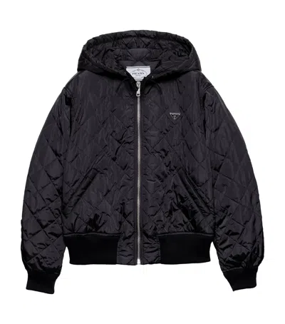 Prada Re-nylon Quilted Jacket In Blue