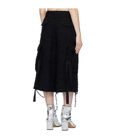 Doublet Raw-cut Tweed Cargo Shorts In Black