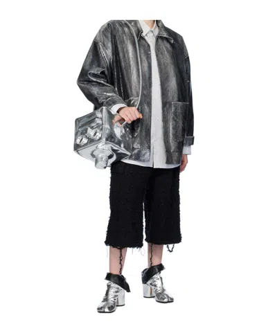 Doublet Raw-cut Tweed Cargo Shorts In Black