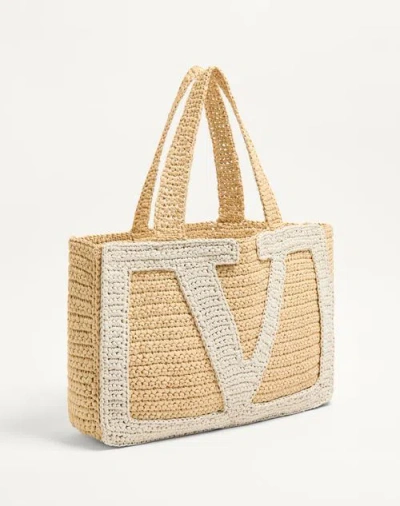Valentino Garavani Large Raffia Viva Superstar Crochet Tote Bag In Brown