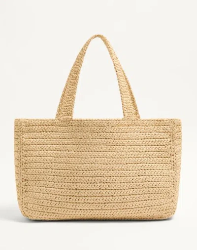 Valentino Garavani Large Raffia Viva Superstar Crochet Tote Bag In Brown