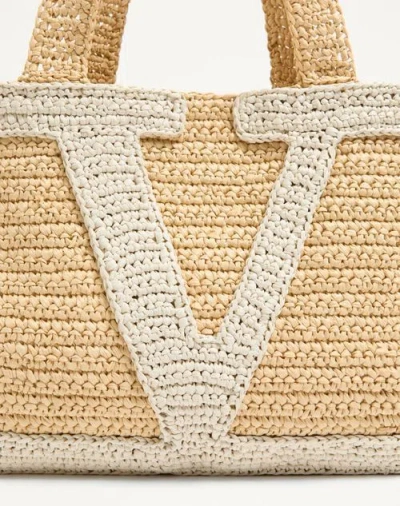 Valentino Garavani Large Raffia Viva Superstar Crochet Tote Bag In Brown
