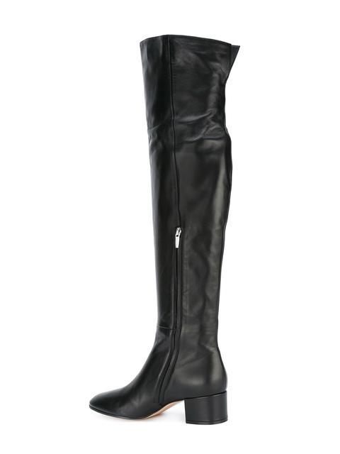 Gianvito Rossi Tall Leather Cap-toe Knee Boots In Black | ModeSens
