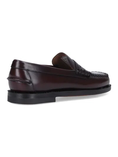 Sebago Rounded Toe Slip-on Moccasins With Smooth Leather Finish In Brown