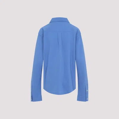 Miu Miu Button-detailed Cotton-poplin Shirt In Blue