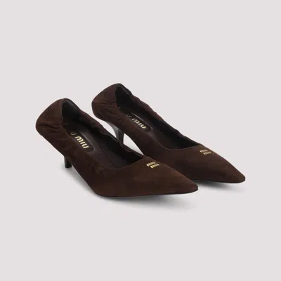 Miu Miu Brown Pointed Toe Heels In Brown