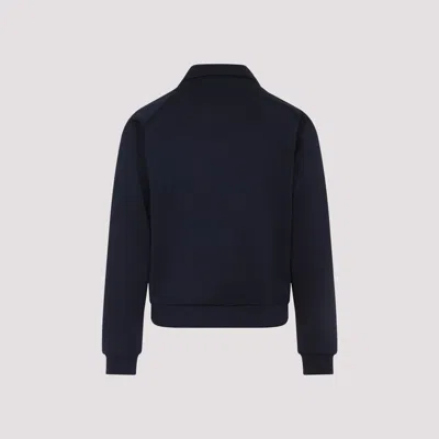 Prada Tech Fabric Sweatshirt With Raglan Sleeves In Blue