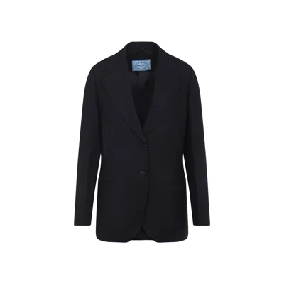 Prada Wool Jacket Notched Collar In Black
