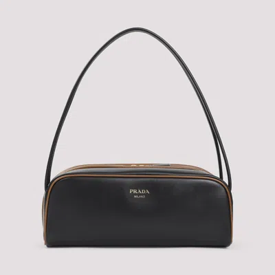 Prada Swing Smooth Leather Shoulder Bag In Black