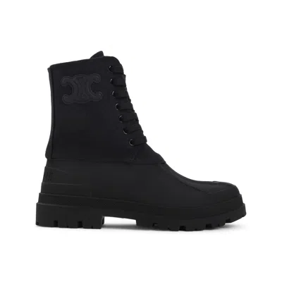 Celine Chic Canvas Ankle Boots With Round Toe And 3cm Heel In Multi