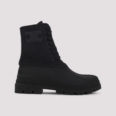 Celine Chic Canvas Ankle Boots With Round Toe And 3cm Heel In Multi