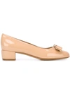 Ferragamo Vara Bow Patent Pumps In Neutrals