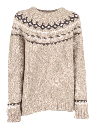 P.a.r.o.s.h Parosh Moline` Round Neck Sweater In Neutral