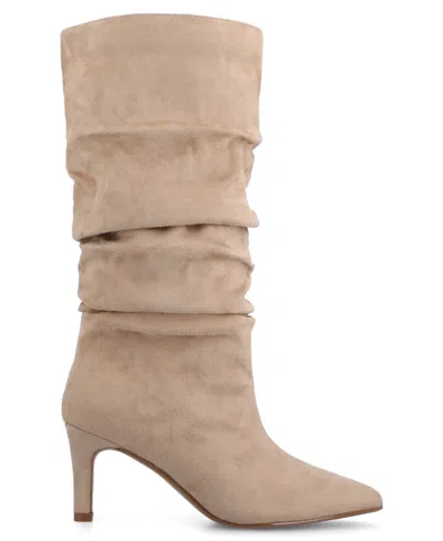 Journee Collection Journee Women's Sonnet Knee High Extra Wide-calf Slouchy Boots In Brown