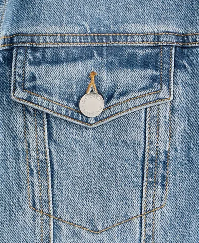 On 34th Trendy Plus Cotton Embellished Crewneck Tee Denim Trucker Jacket Pleat Front Wide Leg Pants Macys Ex In Blue