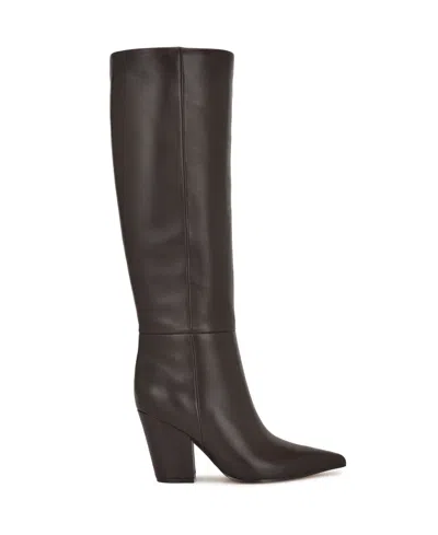 Nine West Adera Pointed Toe Knee High Boot In Brown