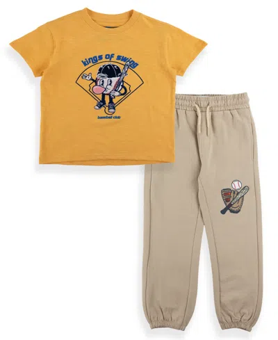Sovereign Code Toddler And Little Boys 2-piece Graphic T-shirt And Joggers Set In Brown