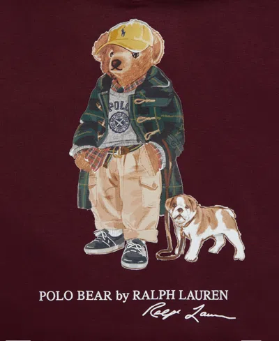 Polo Ralph Lauren Big Boys Polo Bear Fleece Hoodie In Burgundy