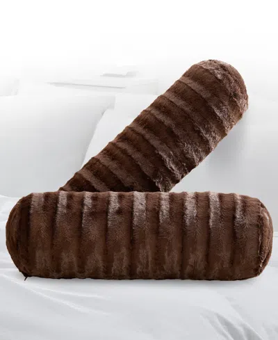 Cheer Collection Bolster Decorative Pillow Set, 8" X 24" In Brown