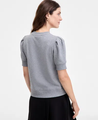 On 34th Women's Puff-sleeve French Terry Sweatshirt, Macy's Exclusive In Gray