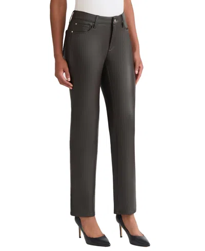 Jones New York Women's Faux Leather High Rise Elastic Waistband Pants In Black