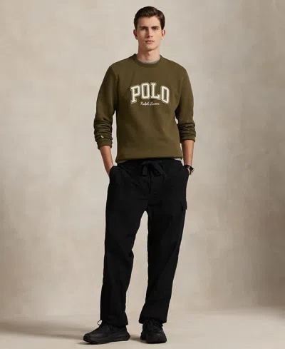 Polo Ralph Lauren Olive Green Logo-embroidered Sweatshirt In Green