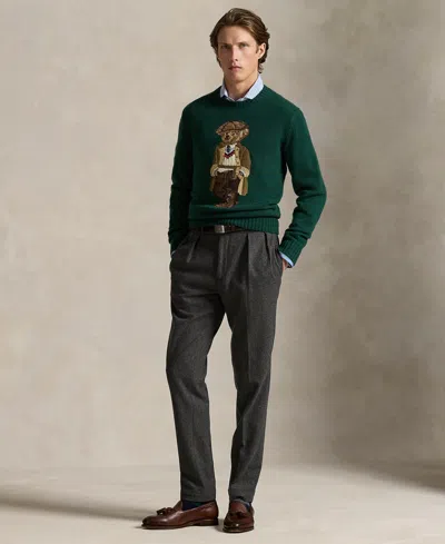 Polo Ralph Lauren Crew Neck Knit Sweater With Ribbed Textures In Green