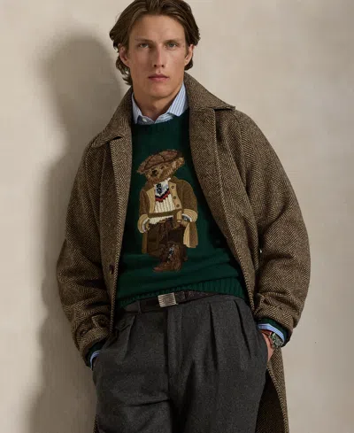 Polo Ralph Lauren Crew Neck Knit Sweater With Ribbed Textures In Green