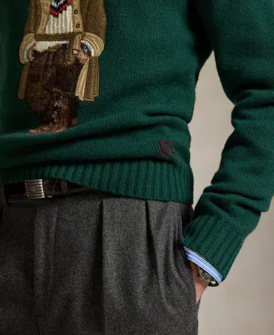 Polo Ralph Lauren Crew Neck Knit Sweater With Ribbed Textures In Green