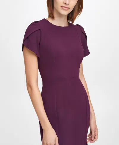 Calvin Klein Women's Short-sleeve Crepe Midi-dress In Purple