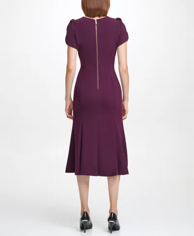 Calvin Klein Women's Short-sleeve Crepe Midi-dress In Purple