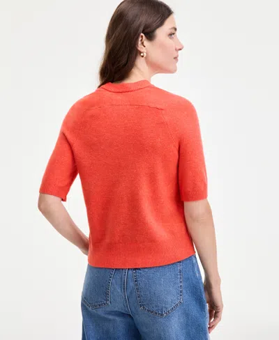 On 34th Women's Saddle Short Sleeve Sweater, Macy's Exclusive In Orange